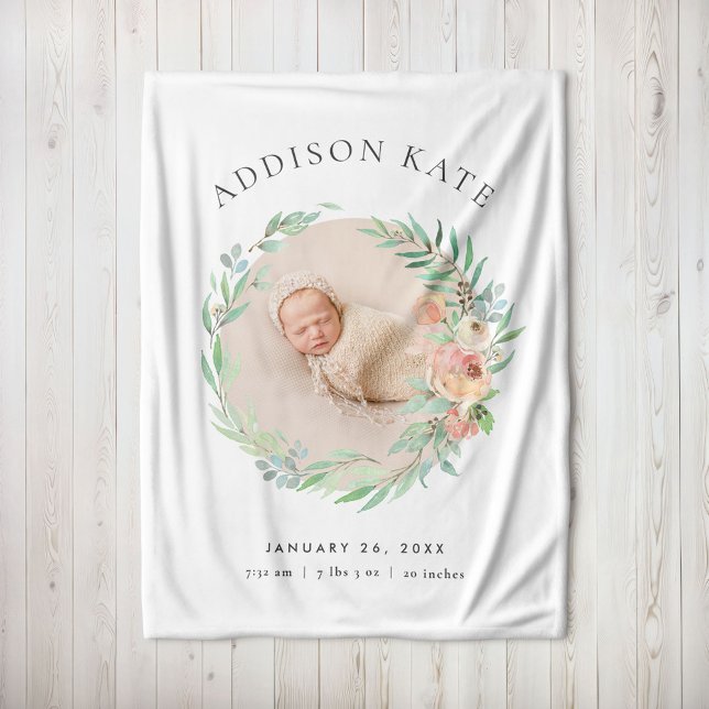 Couverture Polaire Spring Meadow Floral Baby Photo Statistiques de na (Créateur téléchargé)