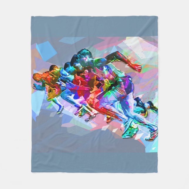 Couverture Polaire Sprinters colorés par crayon superbe (Devant)
