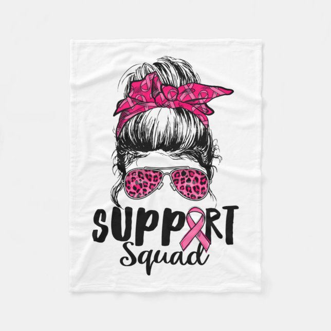 Couverture Polaire Squad Messy Bun Pink Warrier Cancer du sein (Devant)