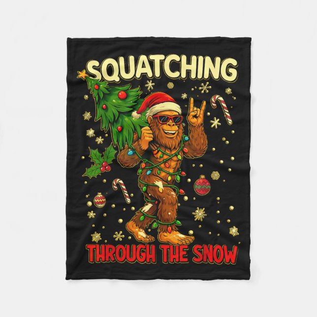 Couverture Polaire Squatching Through The Snow Funny Bigfoot Xmas Lig (Devant)