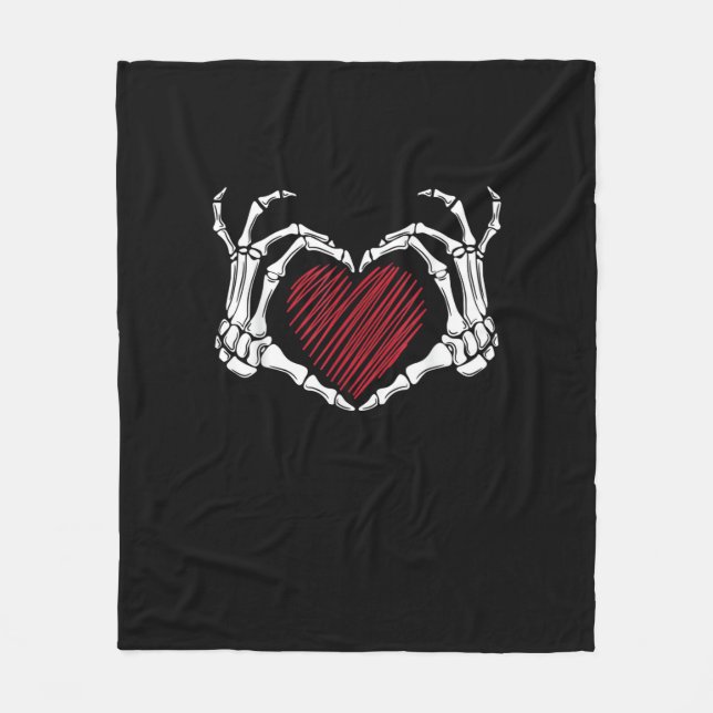 Couverture Polaire Squelette Coeur main signe costume tendance Hallow (Devant)