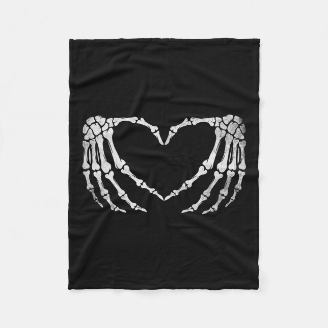 Couverture Polaire Squelette Coeur main Signer Costume d'Halloween Vi (Devant)