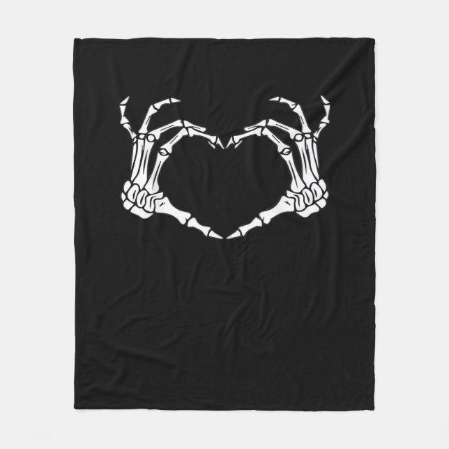 Couverture Polaire Squelette Coeur main Signer Costume Drôle Hallowee (Devant)