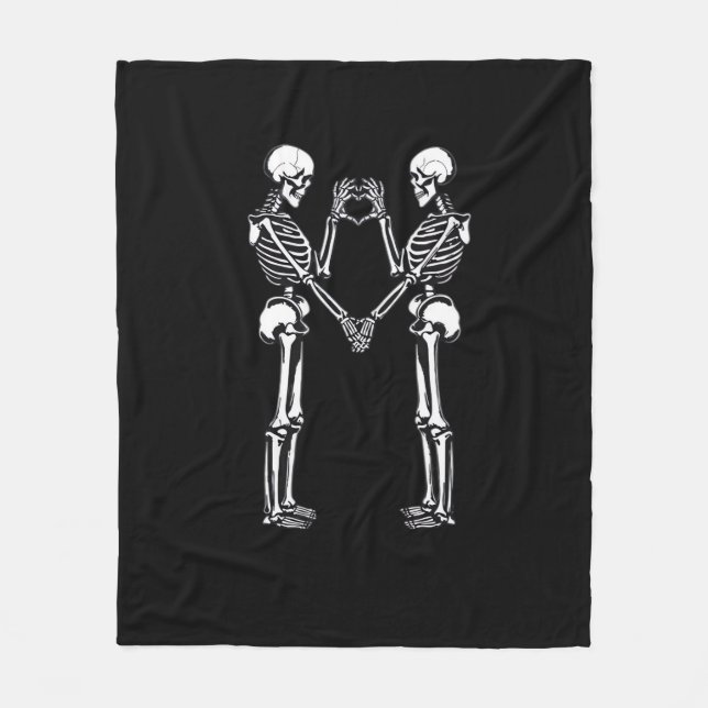 Couverture Polaire Squelette Coeur Mains signe Halloween Costume Clas (Devant)