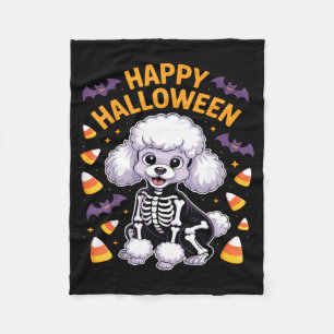 Couverture Polaire Squelette de caniche Joyeux Halloween