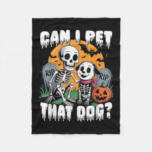 Couverture Polaire Squelette d'Halloween Puis-je caresser ce chien 