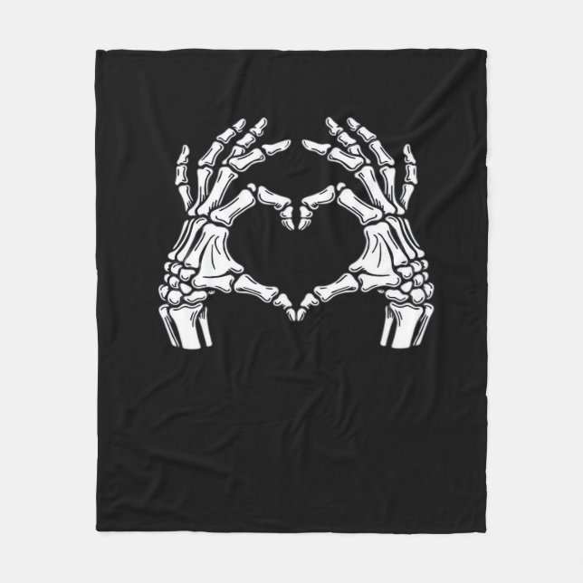 Couverture Polaire Squelette Mains du coeur Signal Costume d'Hallowee (Devant)