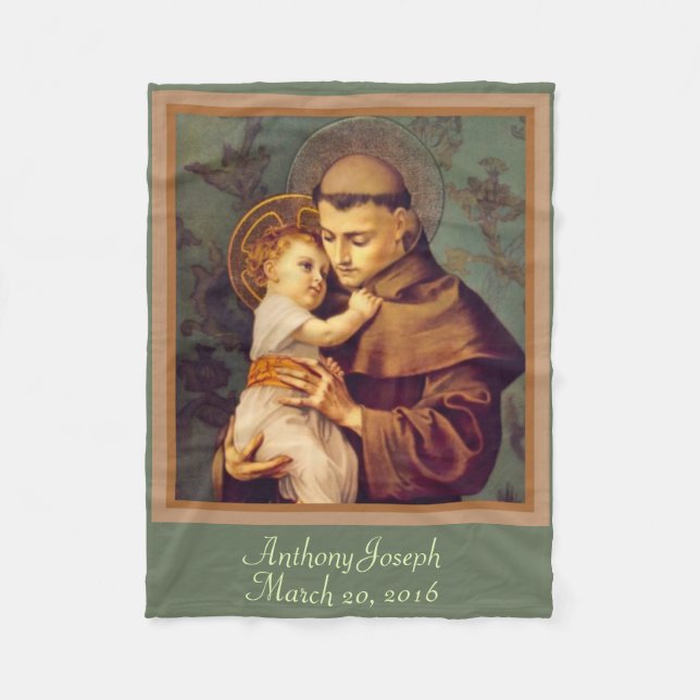 Couverture Polaire St Anthony et bébé Jésus PERSONNALISENT (Devant)