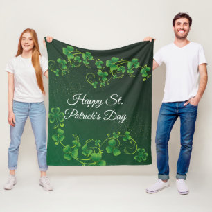 Couverture Polaire St. Patrick's Day Green Vine Shamrock Irish Party