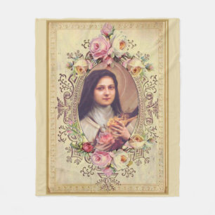 Couverture Polaire St Therese le petit crucifix de roses de rose de
