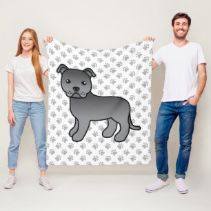 Couverture Polaire Staffie anglais bleu Chien de dessin animé mignon