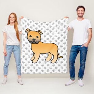 Couverture Polaire Staffie anglais Fawn Mignon Chien de dessin animé