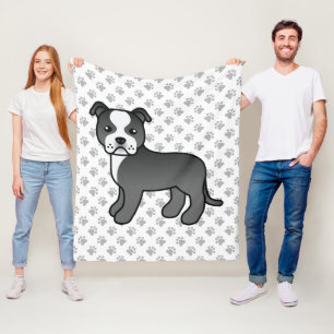 Couverture Polaire Staffie noir et blanc Chien de dessin animé mignon