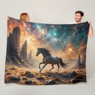 Couverture Polaire Stallion sauvage dans le désert Nebula étoiles la