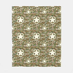 Couverture Polaire Star Stencil Vintage Decal on Camouflage Color