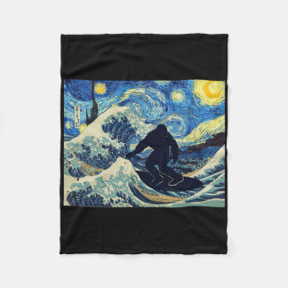 Couverture Polaire Starry Night Bigfoot Surfing Great Wave Off Kanaga