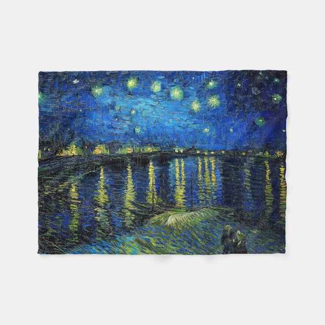 Couverture Polaire Starry Night Over the Rhone par Vincent Van Gogh (Devant (Horizontal))