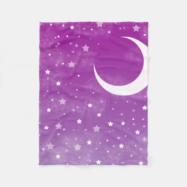 Couverture Polaire Starry Night Sky Purple Moon et étoiles (Devant)