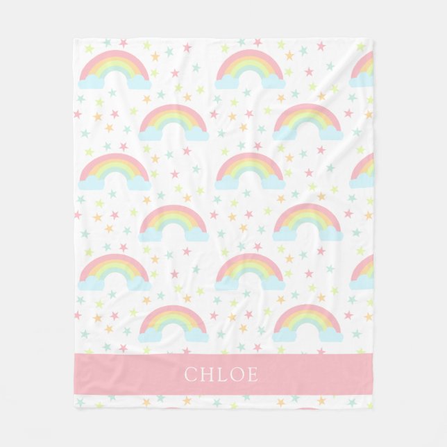Couverture Polaire Stars à arc-en-ciel personnalisés mignons Pastel C (Devant)