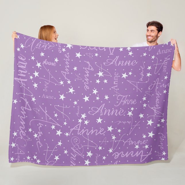 Couverture Polaire Stars Sky Ultra Violet (avec son nom) (En situation)