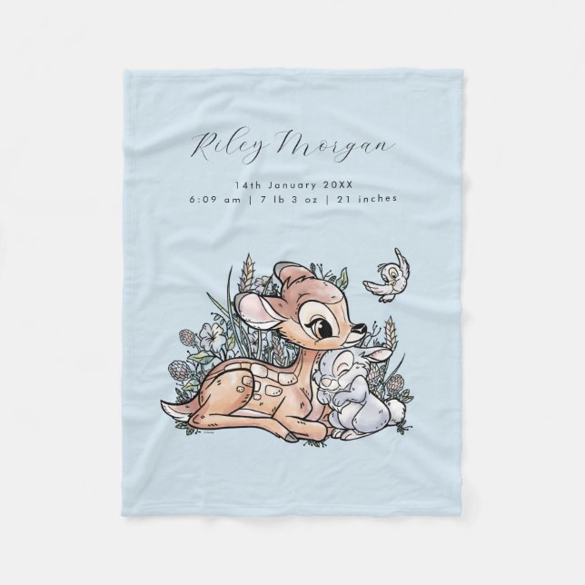 Couverture Polaire Statistiques de naissance personnalisées Bambi et  (Devant)
