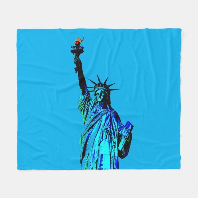 Couverture Polaire Statue bleue de Lady Liberty (Devant (Horizontal))