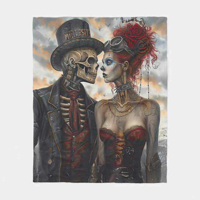 Couverture Polaire Steampunk Victoria Skeleton Couple (Devant)