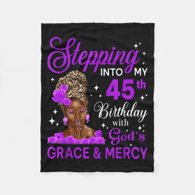 Couverture Polaire Stepng Into My 45th Birthday Headwrap Black Woman  (Devant)