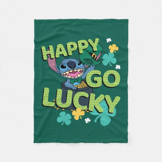 Couverture Polaire Stitch| La Saint-Patrick - Heureuse chance (Devant)