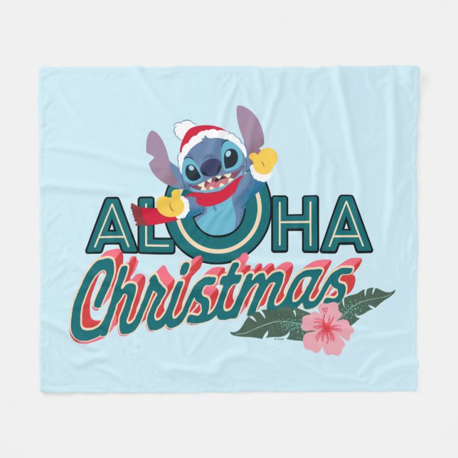 Couverture Polaire Stitch| Noël d'Aloha (Devant (Horizontal))