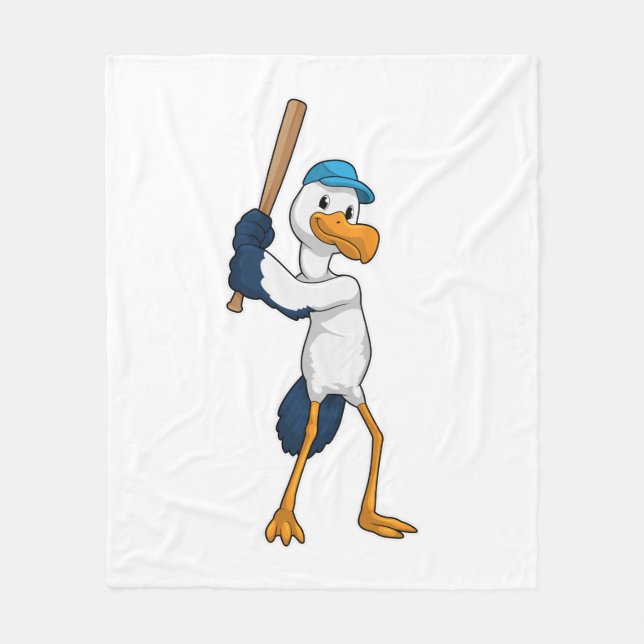 Couverture Polaire Stork au baseball avec batte de baseball (Devant)