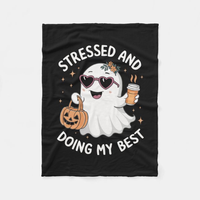 Couverture Polaire Stress Et Faire Mon Meilleur Fantôme Drôle Hallowe (Devant)