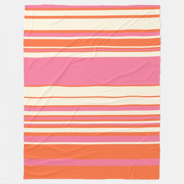 Couverture Polaire Stripes complexes - rose, orange et crème (Devant)