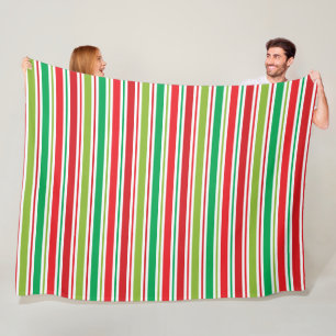 COUVERTURE POLAIRE STRIPES DE NOËL ROUGE VERT BLANC