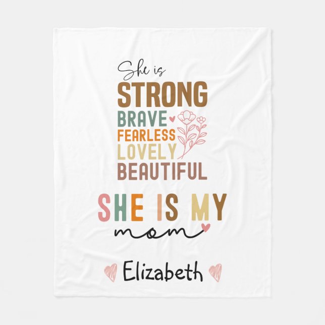 Couverture Polaire Strong Mom Retro Script Super fête des mères (Devant)