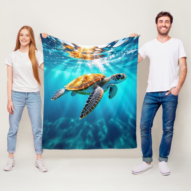 Couverture Polaire Stunning Sea Turtle in Sunlit Ocean Waters (En situation)