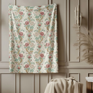 Couverture Polaire Style ancien Victorian Ornate Floral Détails