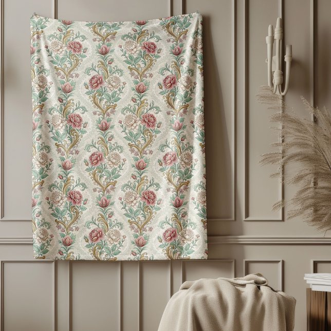 Couverture Polaire Style ancien Victorian Ornate Floral Détails (Antique Style Victorian Ornate Floral Details Fleece Blanket)
