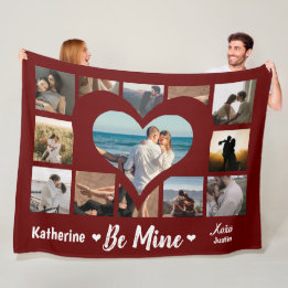 Couverture Polaire Style Be Mine Valentine XO Photo Collage Rouge
