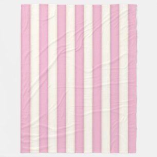 Couverture Polaire Style chalet rosé et blanc rayures victoriennes