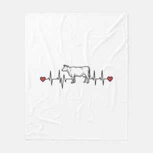 Couverture Polaire Style de gravure du battement de coeur de vache T-