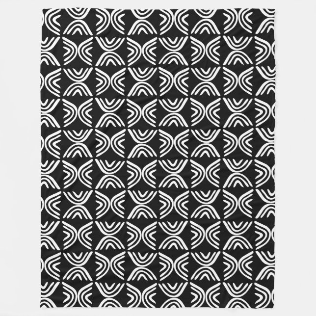 Couverture Polaire Style de tissu de boue 080215 - Blanc sur noir (Devant)