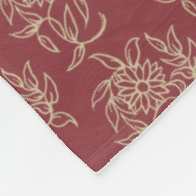 Couverture Polaire Style ethnique Flore Mini-imprimé Beige sur marron (Coin)