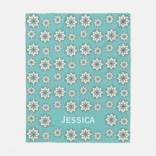 Couverture Polaire Style géométrique Turquoise Floral Mandala personn (Devant)