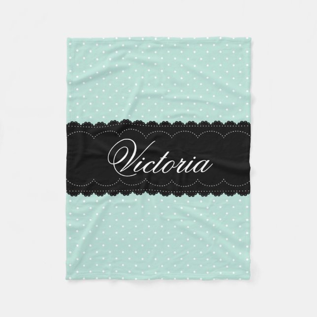 Couverture Polaire Style Mint Bleu Noir Design Nom personnalisé (Devant)