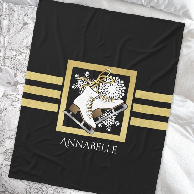 Couverture Polaire Style moderne Black Gold Patinage sur glace (Créateur téléchargé)