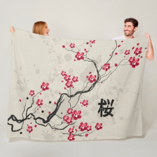 Couverture Polaire Style oriental Sakura Cherry Blossom Art