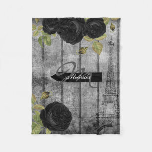 Couverture Polaire Style Rose noir élégant Paris - Personnaliser