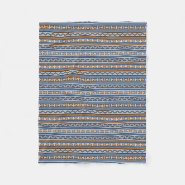 Couverture Polaire Style sud-ouest Bleu et géométrique Brown Petit (Devant)