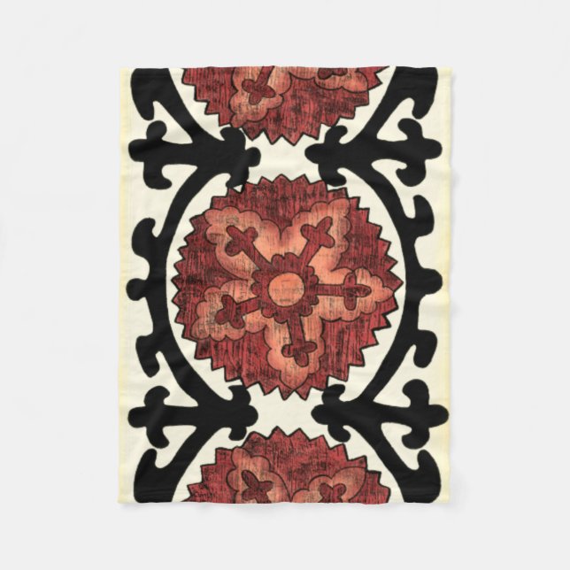 Couverture Polaire Style Suzani Motif Floral Décoratif (Devant)